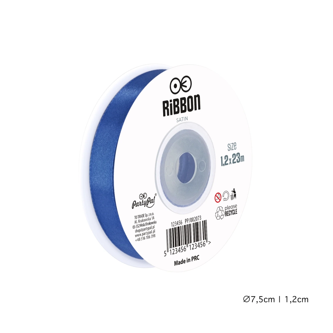 Saten vrpca – plava 1,2 cm x 23 m