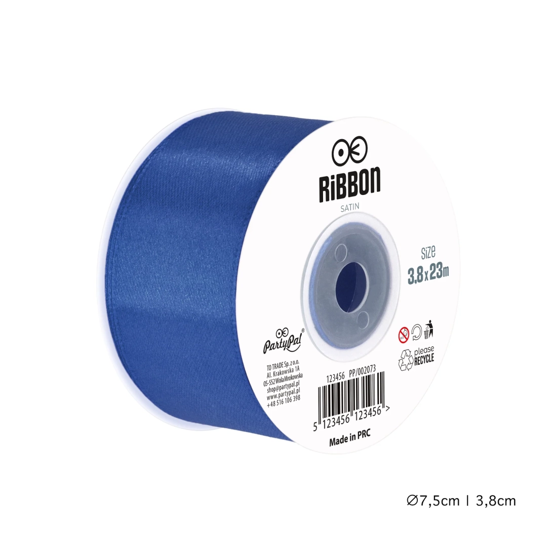 Saten vrpca – plava 3,8 cm x 23 m