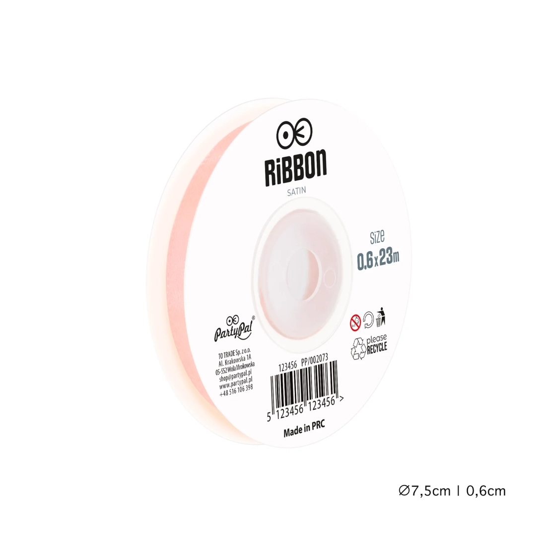 Szatén szalag – rózsaszín, 0,6 cm x 23 m