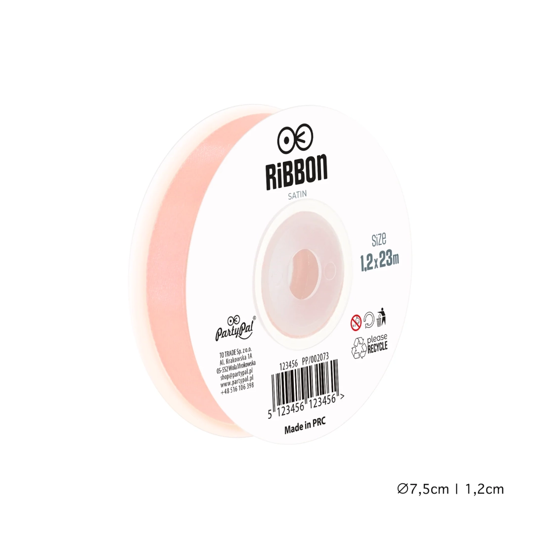 Panglică satinată - roz 1,2 cm x 23 m