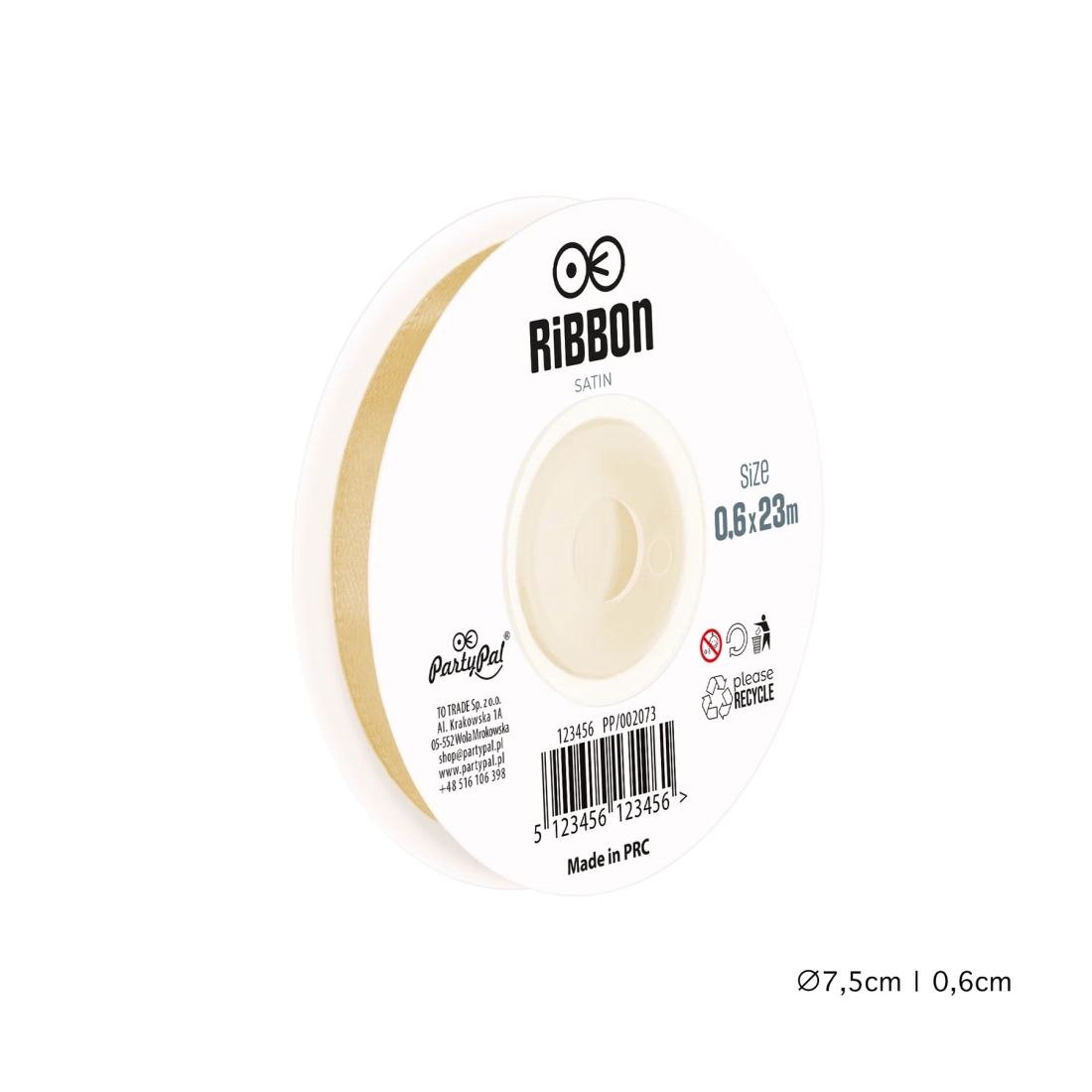 Panglică satinată - auriu 0,6 cm x 23 m