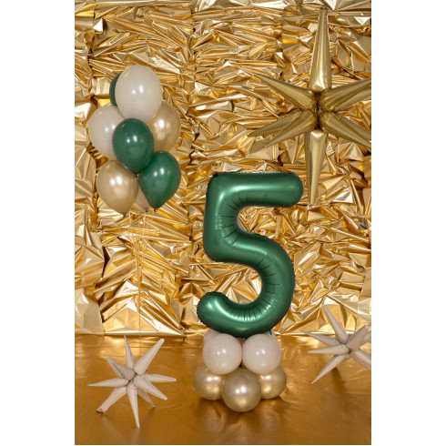 Szatén fólia lufi 5-ös szám, bottle green, 86 cm – luxus party dekoráció Szatén fólia lufi 5-ös szám, bottle green, 86 cm – luxus party dekoráció