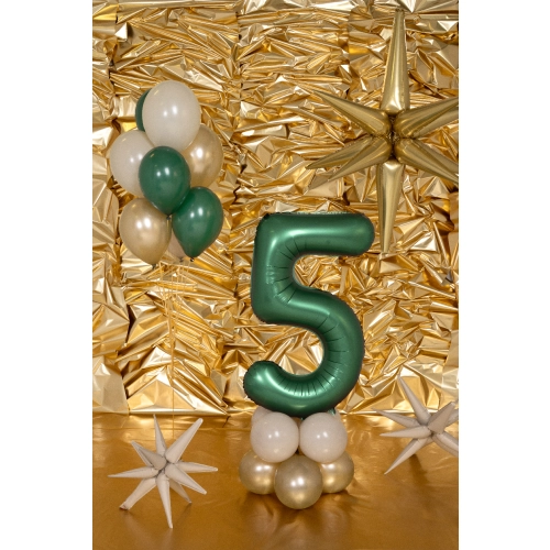 Balon folie satinat cifră 5, bottle green, 86 cm – decorațiune de petrecere luxoasă
