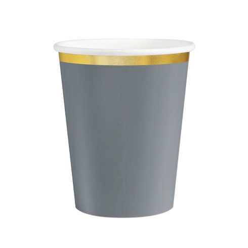 Sada 6 šedých papírových kelímků Classic Gold 220 ml Sada 6 šedých papírových kelímků Classic Gold 220 ml