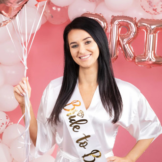 Šerpa za dekliščino Bride to Be bela-zlata 10 x 160 cm