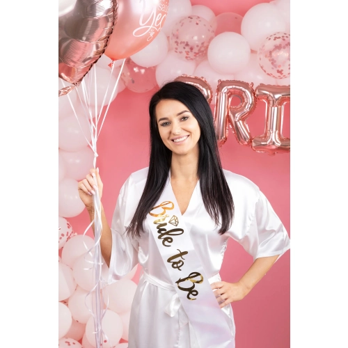 Bride to Be vállszalag, fehér–arany, 10 x 160 cm