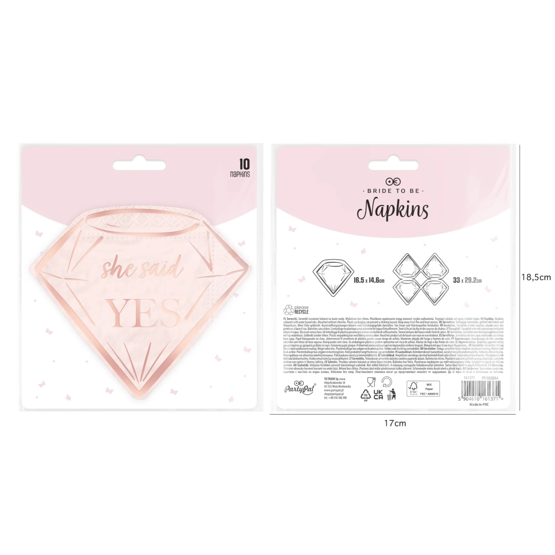 Șervețele Bride to Be roz-aurii – 10 buc.