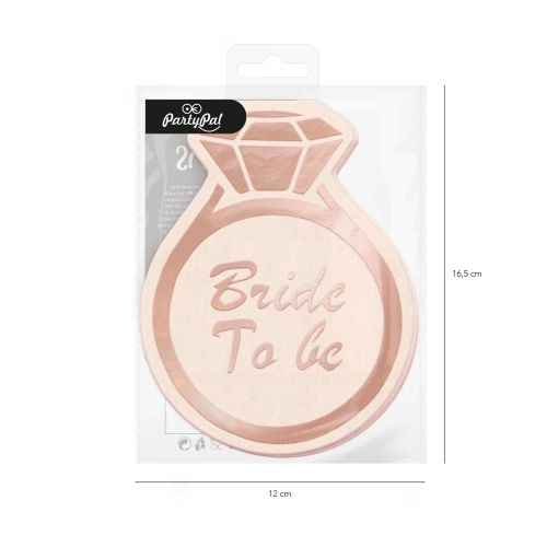 Bride to Be szalvéták rózsaarany gyűrű motívummal – 10 db