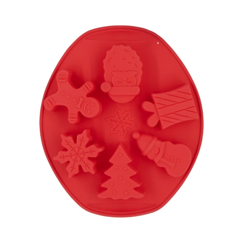 Formă din silicon pentru 6 prăjiturele rotunde de Crăciun