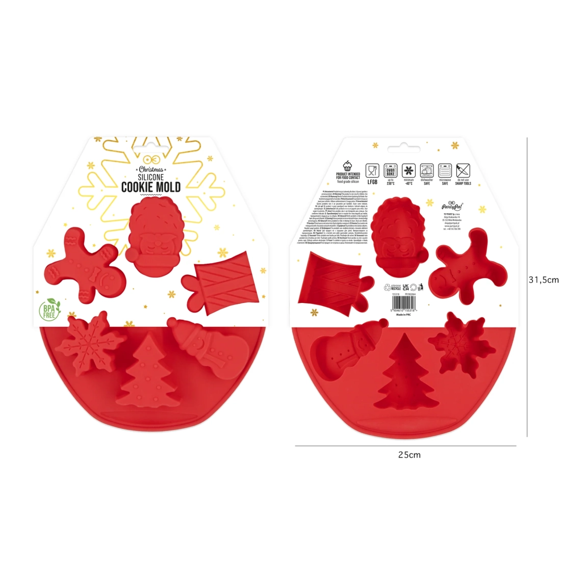 Formă din silicon pentru 6 prăjiturele rotunde de Crăciun