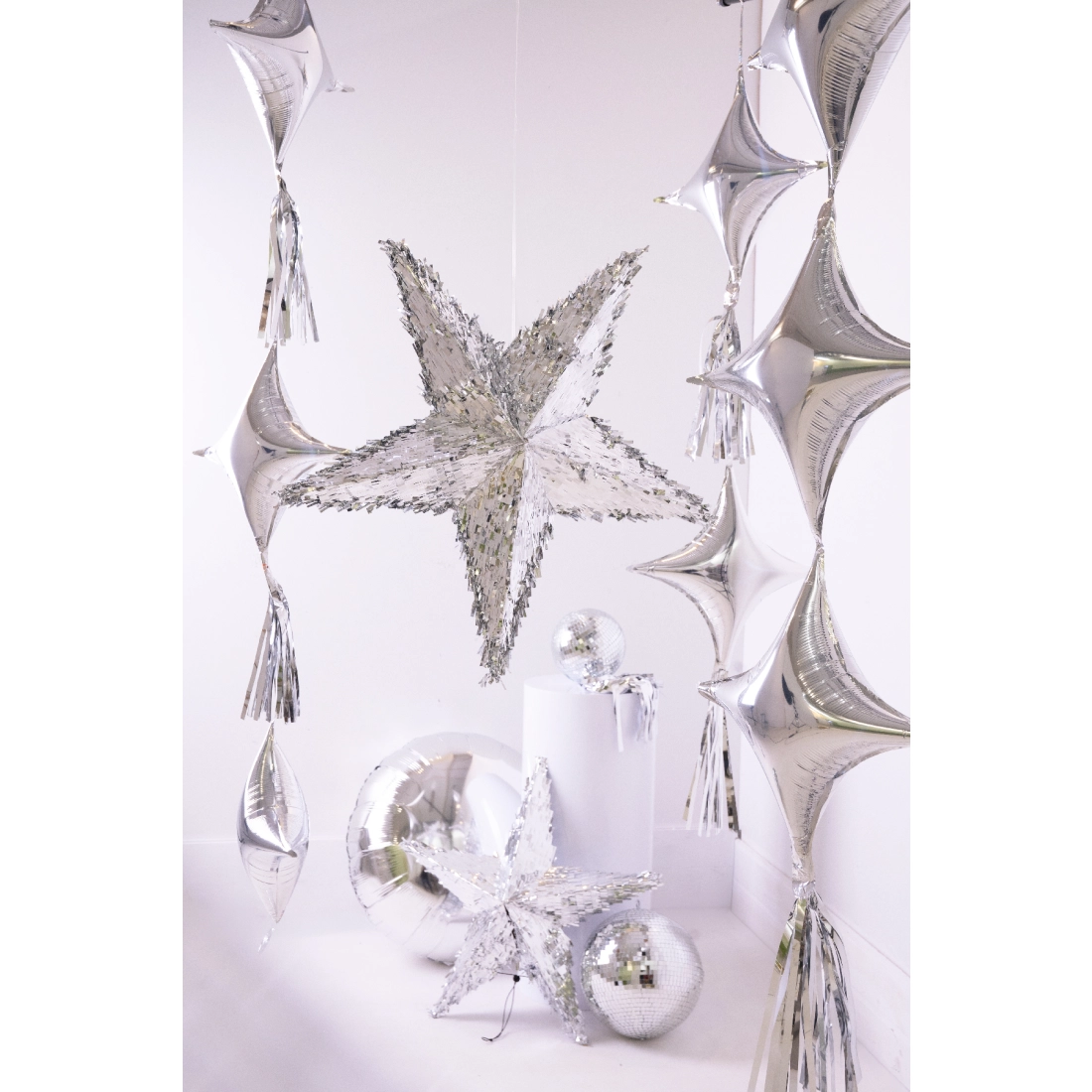 Összehajtható Star pináta 68x68x30 cm, ezüst