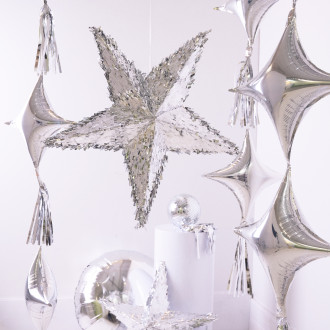 Zložljiva piñata Zvezda 68×68×30 cm srebrna
