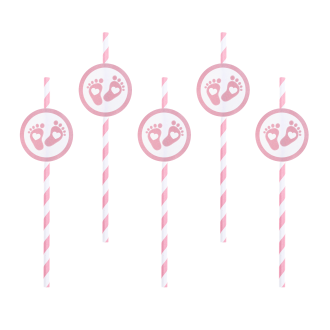 Slamice Baby Shower Rožnate Nožice, 6 kosov