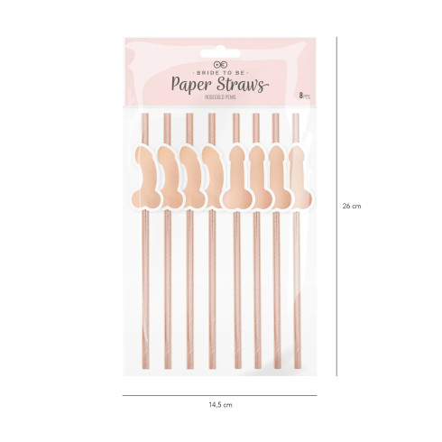 Pénisz alakú szívószálak, rosegold, 8 db, lánybúcsúra Pénisz alakú szívószálak, rosegold, 8 db, lánybúcsúra
