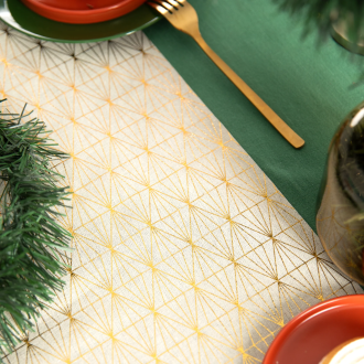 Praznični namizni tekač – bež-zlata barva 275x28 cm