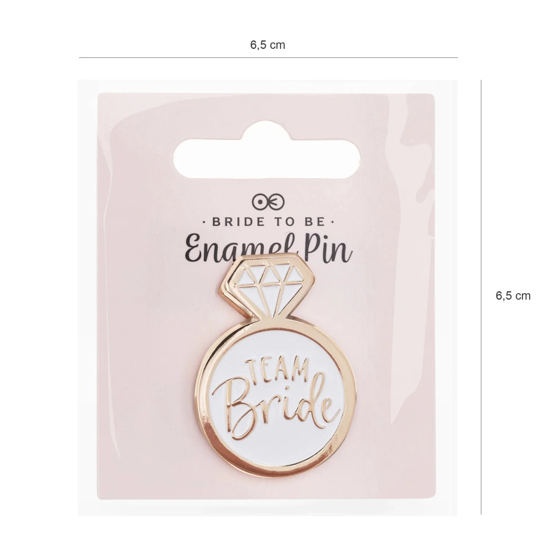 Insignă emailată Team Bride roz auriu