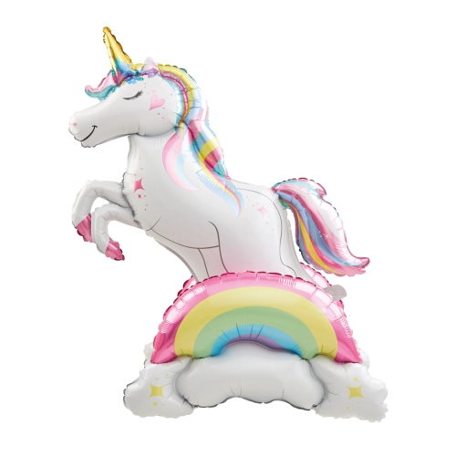 Balon din folie autoportant Unicorn și curcubeu 52x94x43 cm