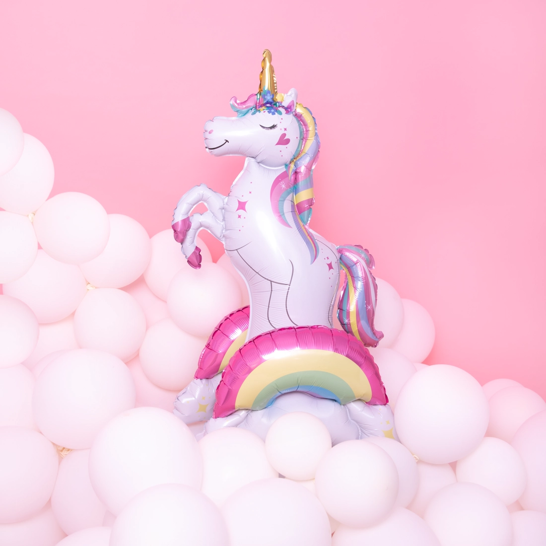 Balon din folie autoportant Unicorn și curcubeu 52x94x43 cm