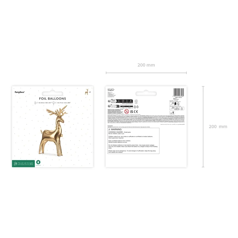 Balon folie tip ren, auriu, 83x52 cm – decorațiune originală pentru petreceri