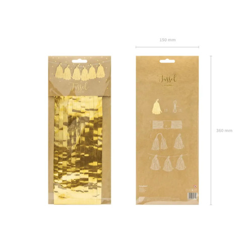 Bojtokból álló girland – arany, 150 cm Bojtokból álló girland – arany, 150 cm