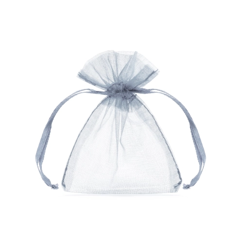 Ezüst organza tasakok 10 cm – ajándékcsomagolás, 10 db