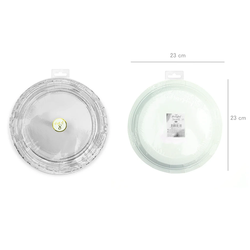 Farfurii din hârtie argintii 23 cm - 6 buc.