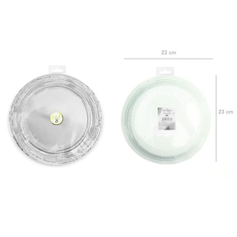 Ezüst papírtányérok 23 cm – 6 db Ezüst papírtányérok 23 cm – 6 db