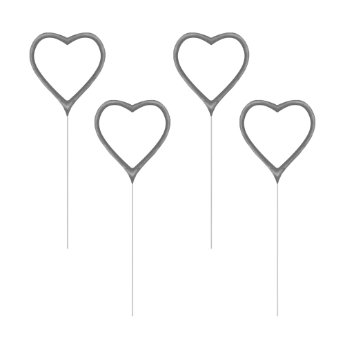 Stříbrné srdíčkové prskavky 4 ks