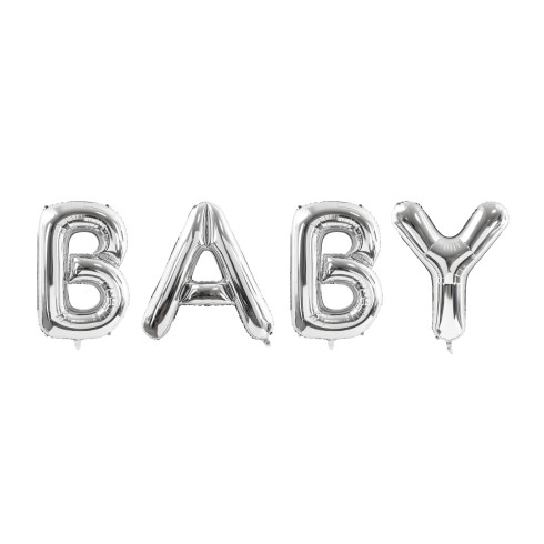 Ezüst fólia lufi BABY 262x86 cm – dekoráció babaszületésre