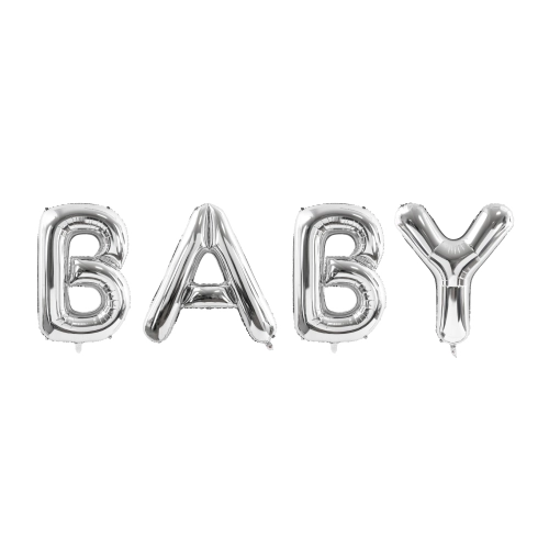 Stříbrný fóliový balón BABY 262x86 cm – dekorace na oslavu narození