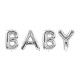 Ezüst fólia lufi BABY 262x86 cm – dekoráció babaszületésre
