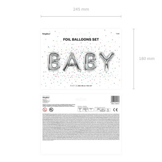 Srebrni folijski balon BABY 262×86 cm – dekoracija za praznovanje rojstva