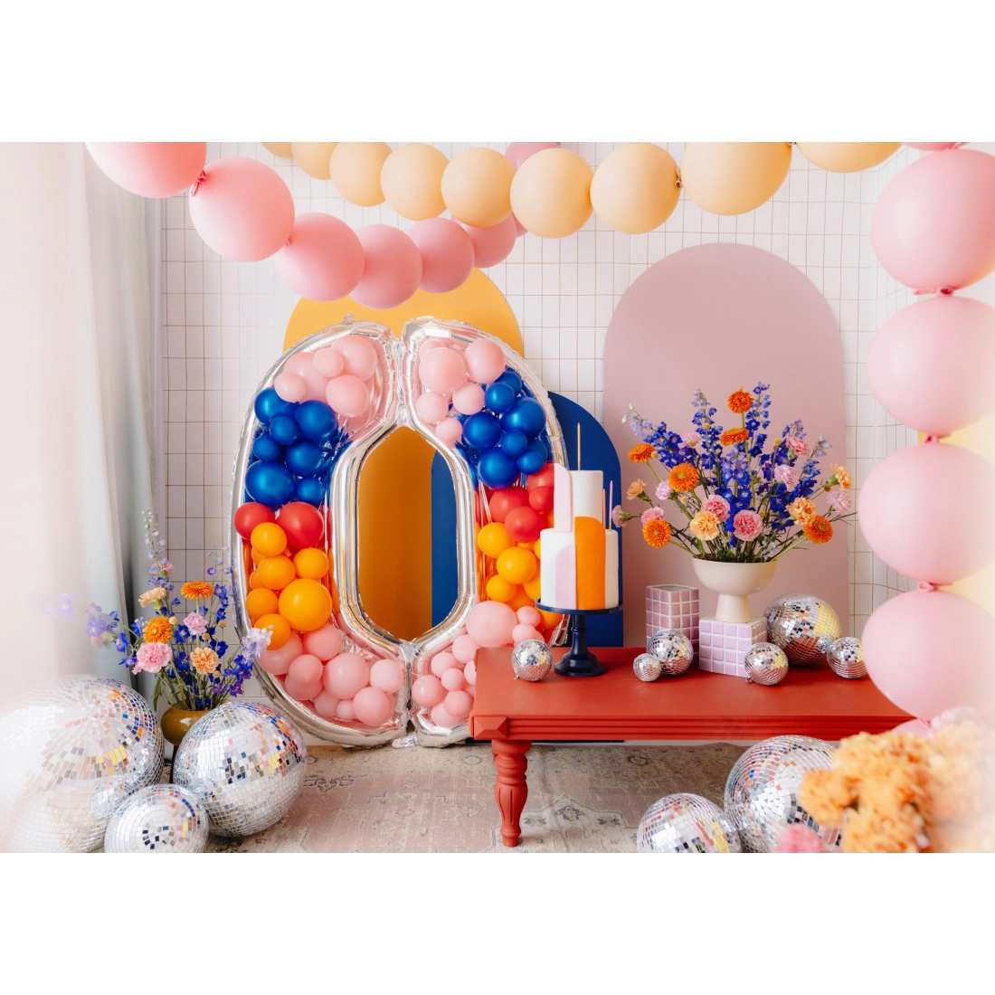 Cadru argintiu pentru cifra 0, 126 cm – decorațiune DIY pentru petrecere