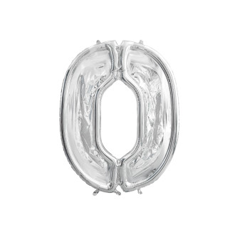 Srebrn okvir številka 0 za balone, 126 cm – DIY party dekoracija