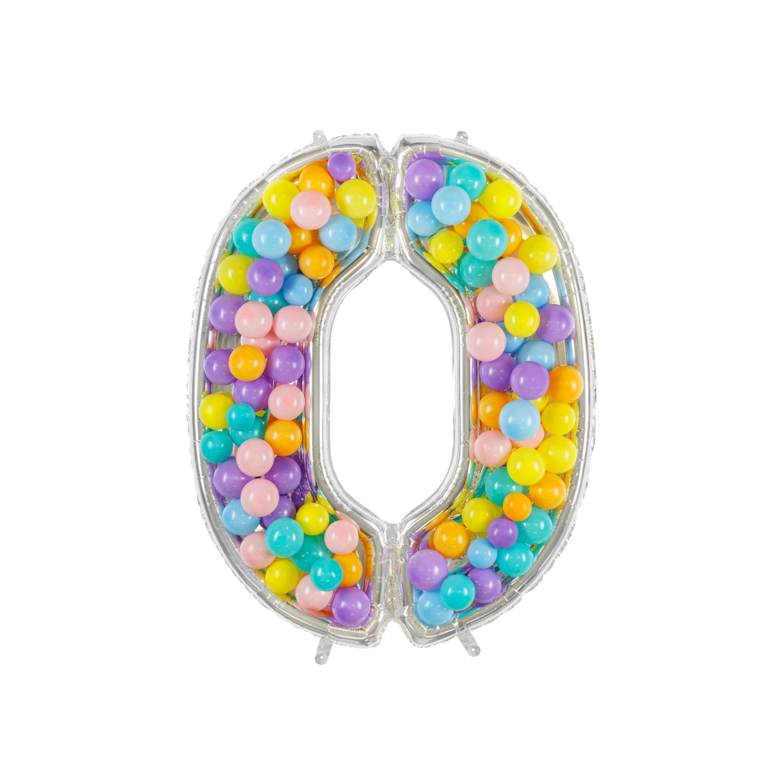 Cadru argintiu pentru cifra 0, 126 cm – decorațiune DIY pentru petrecere