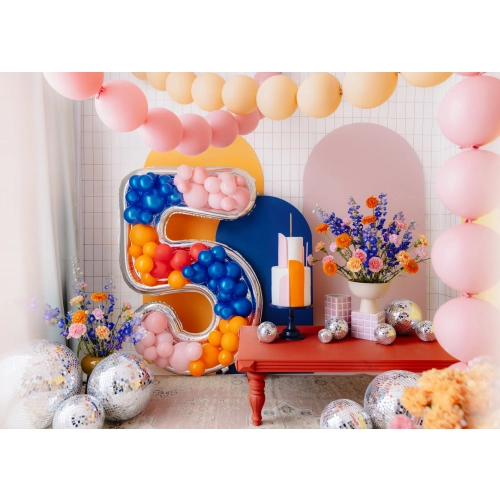 Stříbrný rámeček číslo 5 na balónky, 126 cm – party dekorace