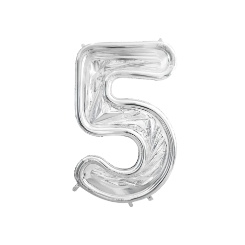 Stříbrný rámeček číslo 5 na balónky, 126 cm – party dekorace