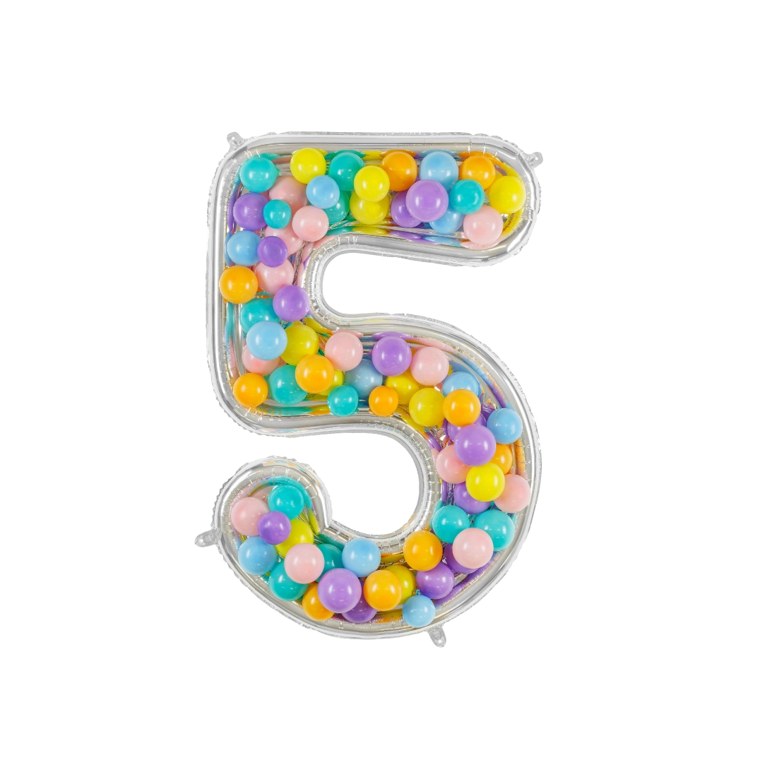 Ezüst színű 5-ös szám keret lufikhoz, 126 cm – ünnepi dekoráció