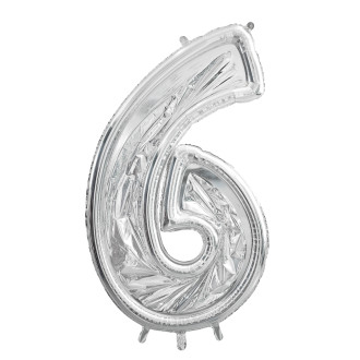 Srebrn okvir številka 6 za balone, 126 cm – DIY dekoracija za zabave