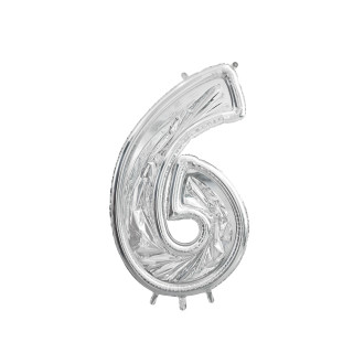 Srebrn okvir številka 6 za balone, 126 cm – DIY dekoracija za zabave