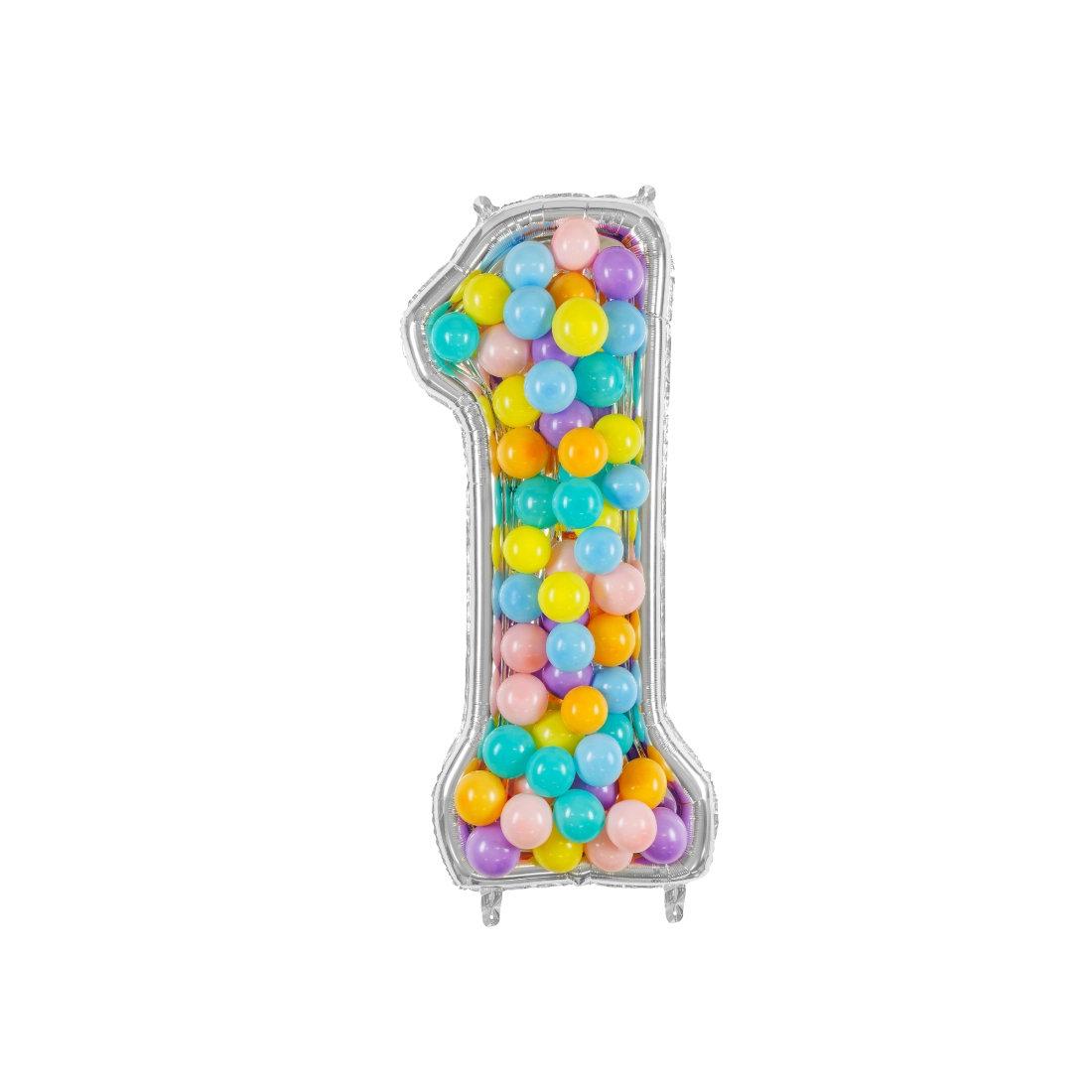 Ezüst színű, 1-es szám alakú lufi keret, 126 cm – születésnapra