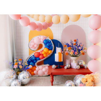 Srebrn okvir v obliki številke 2 za balone, 126 cm – dekoracija za zabave