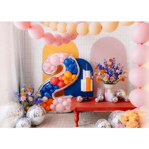 Ezüst szám 2-es ballonkeret, 126 cm – ünnepi dekoráció