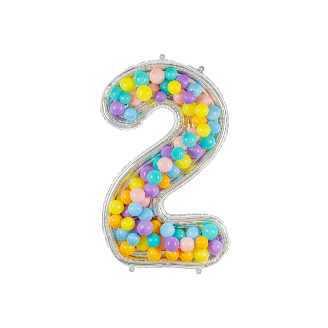 Cadru argintiu în formă de cifra 2 pentru baloane, 126 cm – decorațiune pentru petreceri