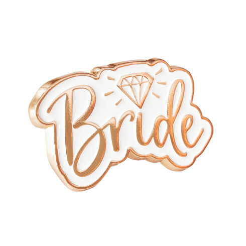 Svadobný odznak nevesta 'Bride'  v ružovom zlate