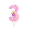 Lumânare de tort pentru ziua de naștere Unicorn, cifra 3