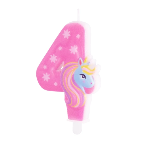 Unikornis szülinapi tortagyertya, 4-es szám