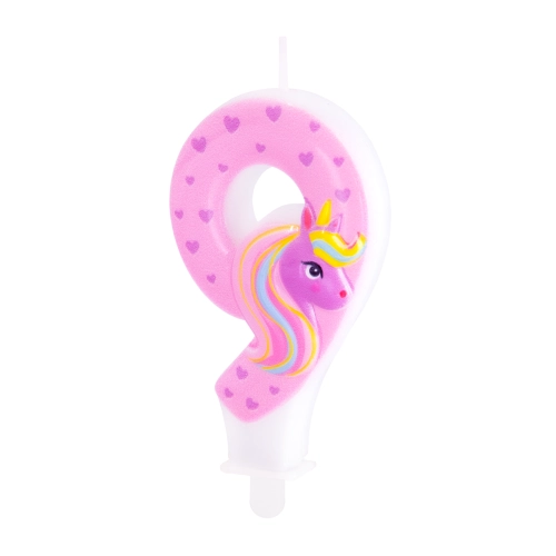 Szülinapi tortagyertya Egyszarvú 9-es szám