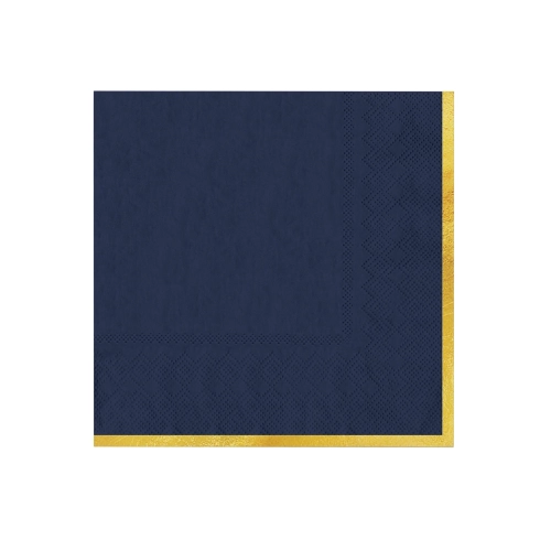 Tmavomodré servítky so zlatým okrajom Classic Gold – 10 ks