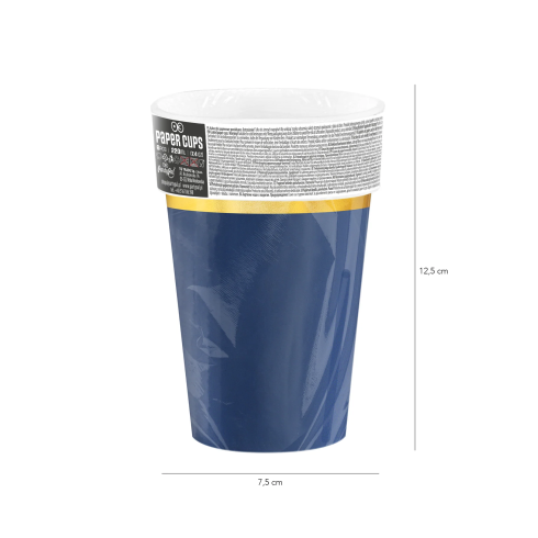 Sötétkék papírpohár Classic Gold 220 ml arany szegéllyel – 6 db Sötétkék papírpohár Classic Gold 220 ml arany szegéllyel – 6 db
